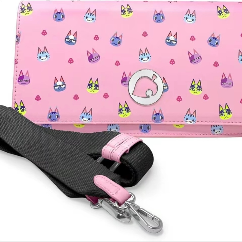 NWT Animal Crossing Pink Cats Meow Nintendo Switch Carrying Case Crossbody Bag - Picture 4 of 8